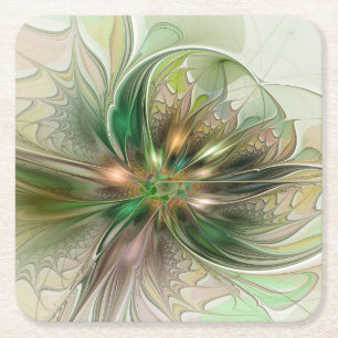 Kleurrijke Fantasie Moderne Abstracte Fractale Blo Kartonnen Onderzetters