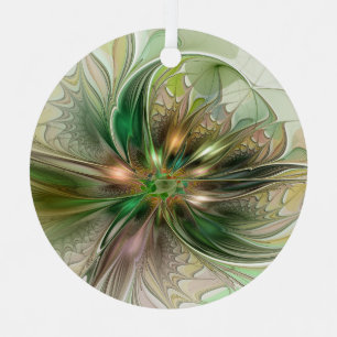 Kleurrijke Fantasie Moderne Abstracte Fractale Blo Metalen Ornament