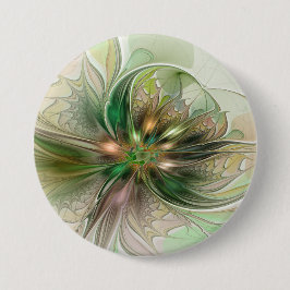 Kleurrijke Fantasie Moderne Abstracte Fractale Blo Ronde Button 7,6 Cm