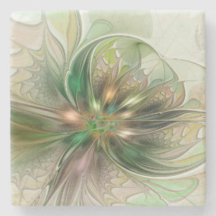 Kleurrijke Fantasie Moderne Abstracte Fractale Blo Stenen Onderzetter