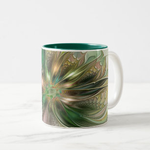 Kleurrijke Fantasie Moderne Abstracte Fractale Blo Tweekleurige Koffiemok