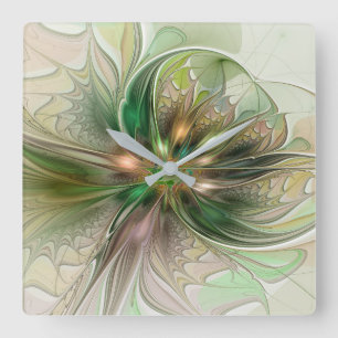Kleurrijke Fantasie Moderne Abstracte Fractale Blo Vierkante Klok
