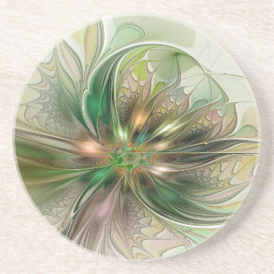 Kleurrijke Fantasie Moderne Abstracte Fractale Blo Zandsteen Onderzetter