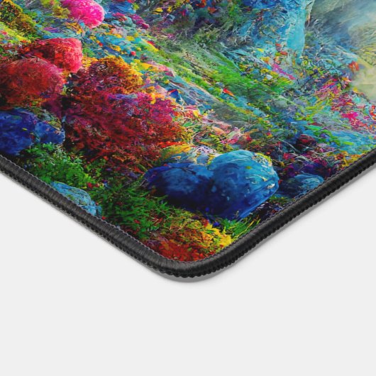 Kleurrijke fantasie panoramisch landschap monogram bureaumat (Hoek)