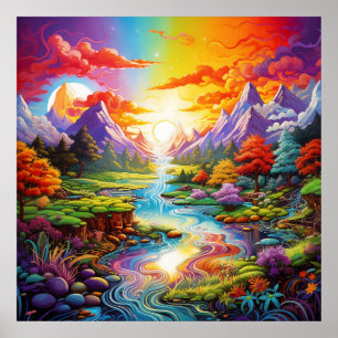 Kleurrijke Fantasie Pscyhedelisch Surrealistisch L Poster