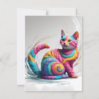 Kleurrijke Fantasie Regenboog Kat Kunst Briefkaart