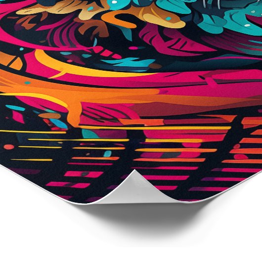 Kleurrijke fantasie tijger poster (Hoek)