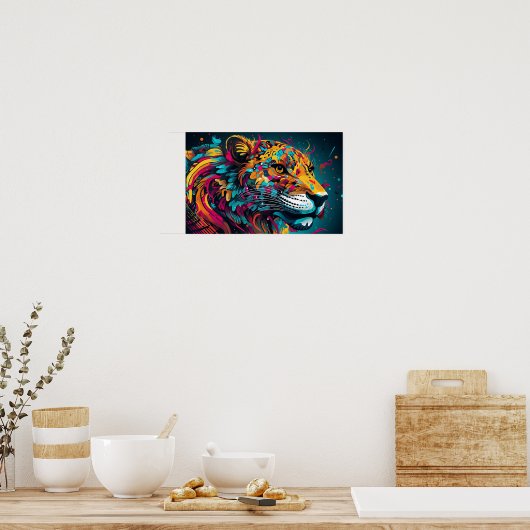 Kleurrijke fantasie tijger poster (Keuken)
