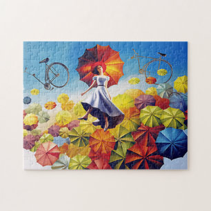 Kleurrijke Fantasie Verbeeldingskracht Meisje met  Legpuzzel