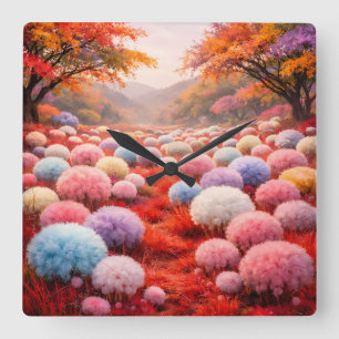 Kleurrijke Fantasie Weide Wandklok Gezellig Decor