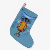 Kleurrijke Fantasie Whimsical Uil Kleine Kerstsok (Voorkant (Hangend))