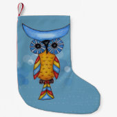 Kleurrijke Fantasie Whimsical Uil Kleine Kerstsok (Voorkant)