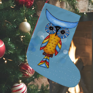 Kleurrijke Fantasie Whimsical Uil Kleine Kerstsok