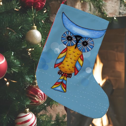 Kleurrijke Fantasie Whimsical Uil Kleine Kerstsok