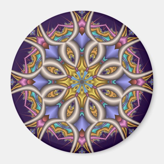 Kleurrijke fantasiebloem magneet (Voorkant)