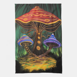 Kleurrijke Fantasievolle Paddenstoelen Cottagecore Theedoek