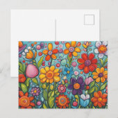 Kleurrijke Fantasievolle Zomerbloemen Briefkaart (Voorkant / Achterkant)