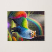 Kleurrijke Fantastische Kat in een Magic Forest Legpuzzel (Horizontaal)