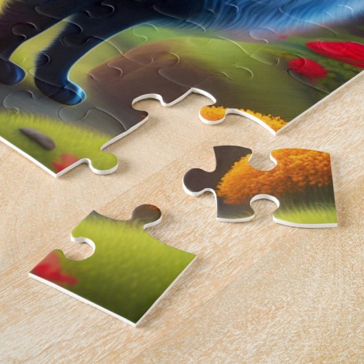 Kleurrijke Fantastische Kat in een Magic Forest Legpuzzel (Zijkant)