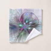 Kleurrijke Fantasy Abstract Modern Fractal Flower Bad Handdoek (Wasdoekje)