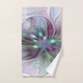 Kleurrijke Fantasy Abstract Modern Fractal Flower Bad Handdoek (Handdoek)
