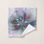 Kleurrijke Fantasy Abstract Modern Fractal Flower Bad Handdoek (Wasdoekje)
