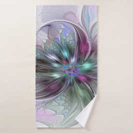 Kleurrijke Fantasy Abstract Modern Fractal Flower Badhanddoek