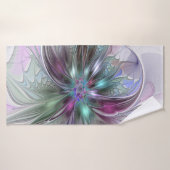 Kleurrijke Fantasy Abstract Modern Fractal Flower Badhanddoek (Badhanddoek)