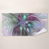 Kleurrijke Fantasy Abstract Modern Fractal Flower Badhanddoek (Badhanddoek)