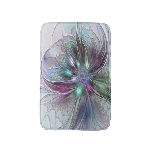 Kleurrijke Fantasy Abstract Modern Fractal Flower Badmat (Voorkant Verticaal)