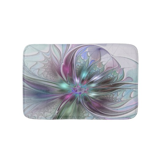 Kleurrijke Fantasy Abstract Modern Fractal Flower Badmat (Voorkant)