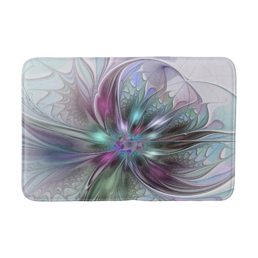 Kleurrijke Fantasy Abstract Modern Fractal Flower Badmat (Voorkant)
