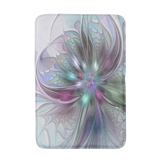Kleurrijke Fantasy Abstract Modern Fractal Flower Badmat (Voorkant Verticaal)