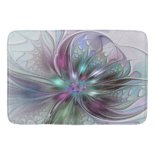 Kleurrijke Fantasy Abstract Modern Fractal Flower Badmat