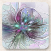 Kleurrijke Fantasy Abstract Modern Fractal Flower Bier Onderzetter (Voorkant)