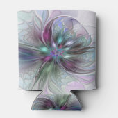 Kleurrijke Fantasy Abstract Modern Fractal Flower Blikjeskoeler (Achterkant)