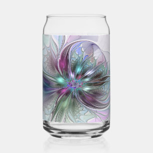 Kleurrijke Fantasy Abstract Modern Fractal Flower Blikvorm Glas