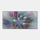 Kleurrijke Fantasy Abstract Modern Fractal Flower Bureaumat (Voorkant)