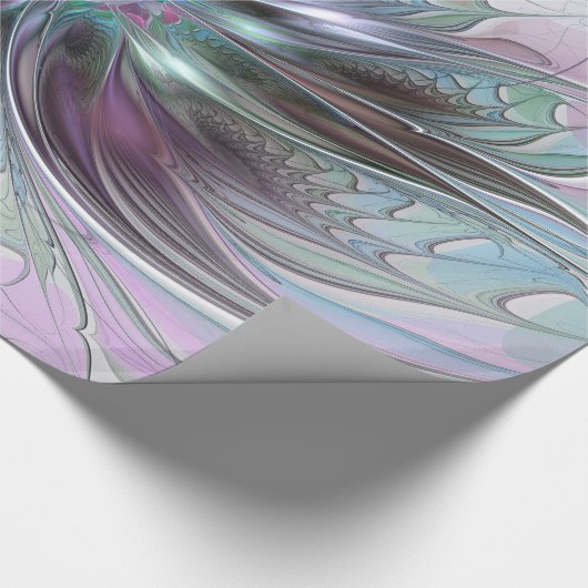 Kleurrijke Fantasy Abstract Modern Fractal Flower Cadeaupapier (Hoek)