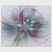 Kleurrijke Fantasy Abstract Modern Fractal Flower Cadeaupapier (Vlak)