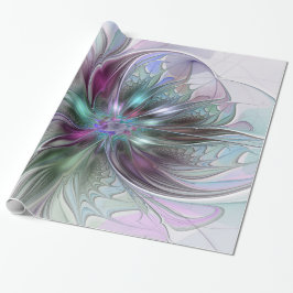 Kleurrijke Fantasy Abstract Modern Fractal Flower Cadeaupapier