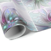 Kleurrijke Fantasy Abstract Modern Fractal Flower Cadeaupapier (Rol Hoek)