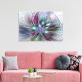 Kleurrijke Fantasy Abstract Modern Fractal Flower Canvas Afdruk (Insitu (Woonkamer))