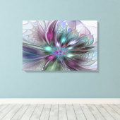 Kleurrijke Fantasy Abstract Modern Fractal Flower Canvas Afdruk (Insitu (Houten vloer))