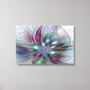 Kleurrijke Fantasy Abstract Modern Fractal Flower Canvas Afdruk