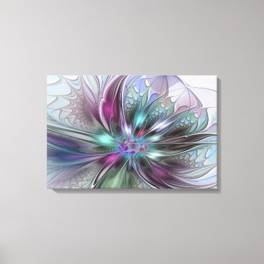 Kleurrijke Fantasy Abstract Modern Fractal Flower Canvas Afdruk (Voorkant)
