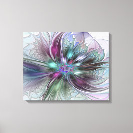 Kleurrijke Fantasy Abstract Modern Fractal Flower Canvas Afdruk