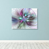 Kleurrijke Fantasy Abstract Modern Fractal Flower Canvas Afdruk (Insitu (Houten vloer))