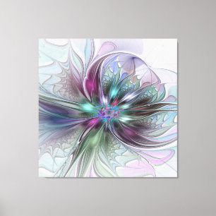 Kleurrijke Fantasy Abstract Modern Fractal Flower Canvas Afdruk