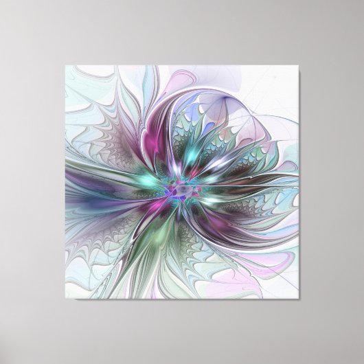 Kleurrijke Fantasy Abstract Modern Fractal Flower Canvas Afdruk (Voorkant)